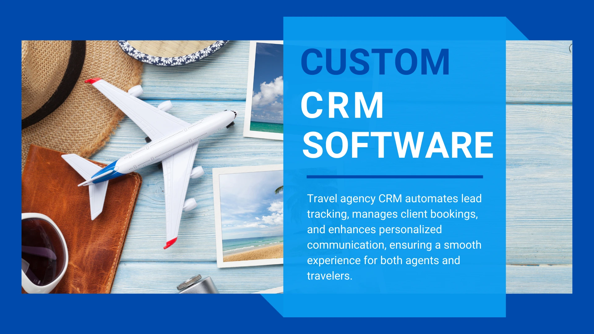 Custom CRM software for travel agencies: booking automation, lead tracking, and customer engagement.