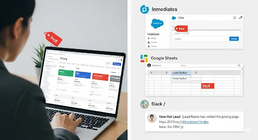 A sales rep on the phone with a high-scoring lead identified by the AI lead scoring agent.